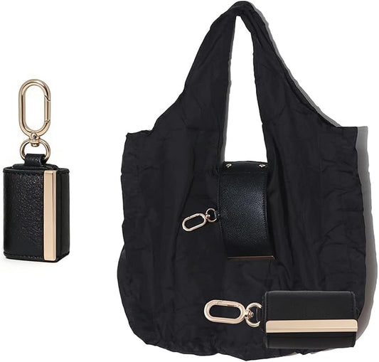 Foldable Tote Bag Keychain - Large Capacity Portable Shopping Bag Keyring - Reusable Groceries Bag for Daily Use
