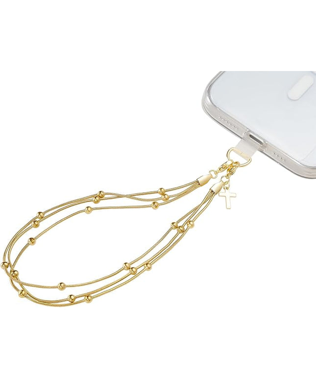 Phone Charms Strap Wrist Chain Bracelet Phone Strap Detachable Anti Theft Anti-Fall Safety Hands-Free(2xPads) Fit Apple&Most Smartphones