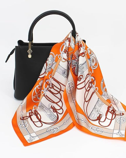 ANDANTINO 100% Mulberry Silk Scarf -21” Lightweight Square Neckerchief – Breathable Digital Printed Scarves with Gift Packed