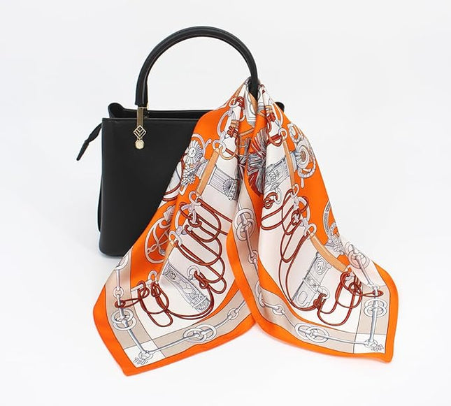 ANDANTINO 100% Mulberry Silk Scarf -21” Lightweight Square Neckerchief – Breathable Digital Printed Scarves with Gift Packed