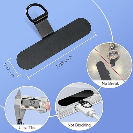 Phone Tether Tab for iPhone, 4 Pack Metal Lanyard Patch, Lanyard Strap Replacement Part for All Full Cellphone Cases (Black)