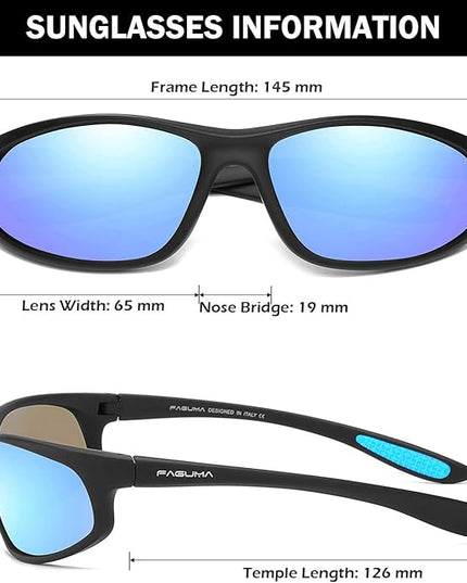 FAGUMA Polarized Sports Sunglasses For Men Cycling Driving Fishing UV400 Protection
