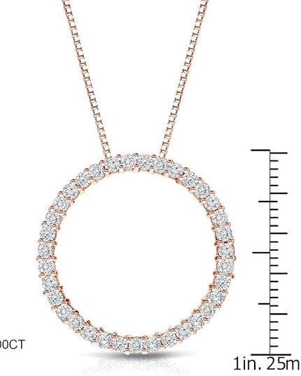 Diamond Wish 1/6 to 1 Carat Diamond Circle of Life Round Pendant Necklace for Women in 14k Gold (I1-I2, cttw) on 18 Inch Long Chain with Spring Ring Clasp