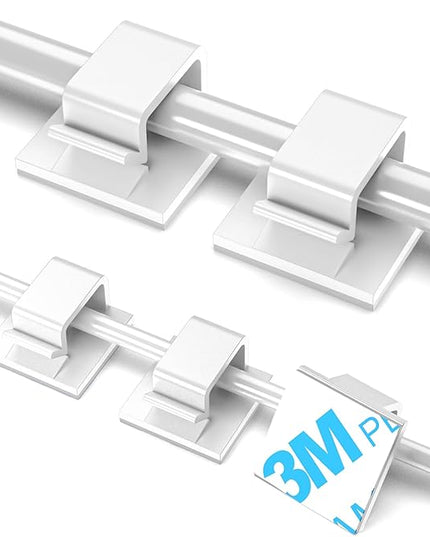100 PCS Adhesive Cable Clips White (Small & Large), Upgraded Wall Wire Holder for Cord Organizer Cable Management, Outdoor Light Clips Hooks for LED, Car Dash Cam, HDMI, Extension Cord