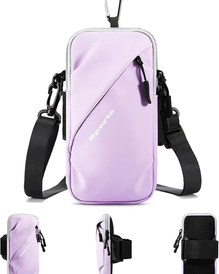 Cell Phone Holder for Walking, Running, Arm Band for Phone, Cell Phone Purse, Cross Body Phone Bag, Phone Holster, Cell Phone Carrier for Men Women, Phone Pouch (Purple)