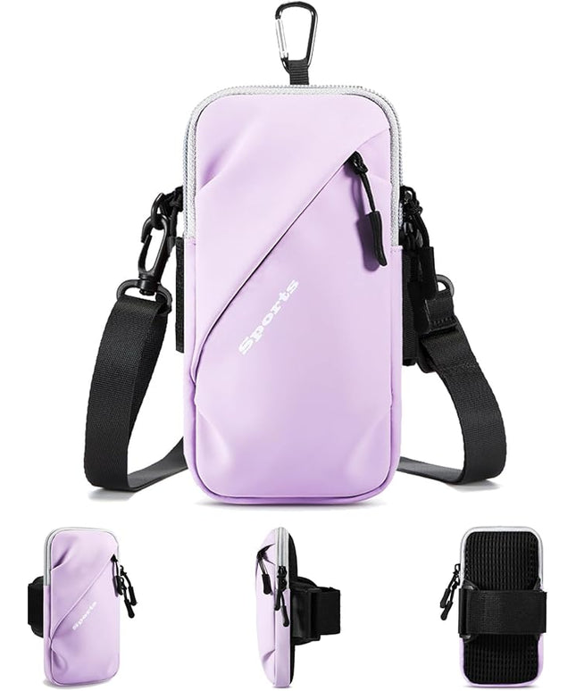 Cell Phone Holder for Walking, Running, Arm Band for Phone, Cell Phone Purse, Cross Body Phone Bag, Phone Holster, Cell Phone Carrier for Men Women, Phone Pouch (Purple)