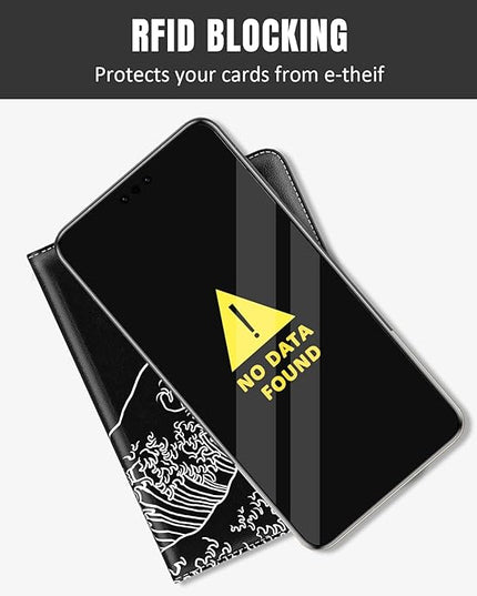 Rimilak Passport Holder, RFID Blocking Passport Cover Wallet Travel Essentials, Leather Travel Air Ticket Documents Organizer Protector for Women and Men, Abstract Waves