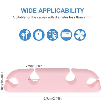 Cable Clips 3PCS Cord Wire Organizer Cable Management Holders 4 Hole Silicone Cable Harness USB Charging Accessory Cable Holder for Office and Home Desk (Pink)