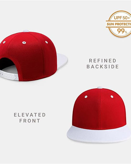 CHOK.LIDS Flat Bill Visor Classic Snapback Hat Blank Adjustable Brim High Top End Trendy Color Style Plain Tone Baseball Cap