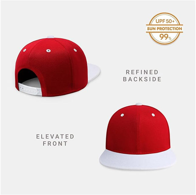 CHOK.LIDS Flat Bill Visor Classic Snapback Hat Blank Adjustable Brim High Top End Trendy Color Style Plain Tone Baseball Cap