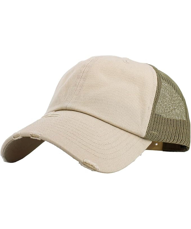 KBETHOS Vintage Washed Distressed Cotton Dad Hat Baseball Cap Adjustable Polo Trucker Unisex Style Headwear