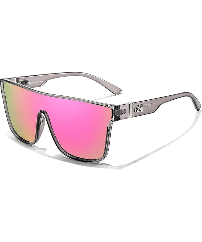 FEISEDY Sunglasses for Women Men, Fashion Mirrored Single Lens, Driving Beach Sunnies UV400 Shades B2996