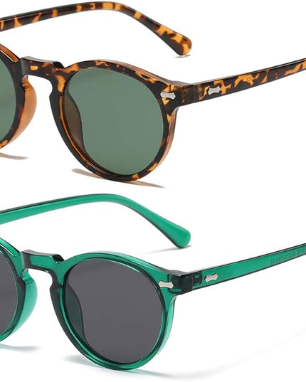Gleyemor Vintage Polarized Sunglasses for Men Round Sunglasses UV400 Protection Retro Hand-crafted Acetate Frame