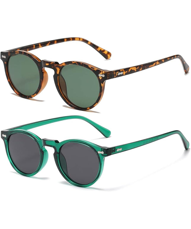 Gleyemor Vintage Polarized Sunglasses for Men Round Sunglasses UV400 Protection Retro Hand-crafted Acetate Frame