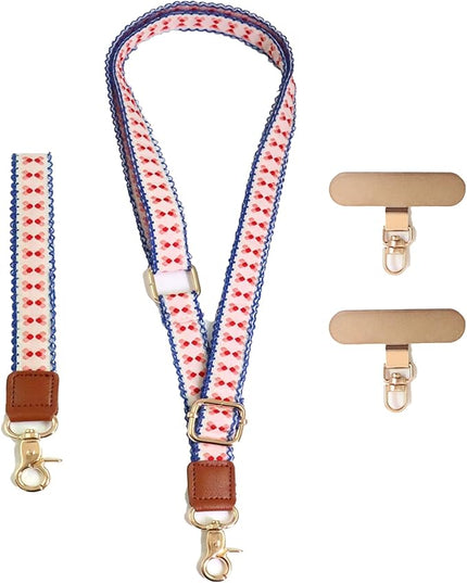LEMEDE Phone Charm Lanyard, Gold Buckle Adjustable Crossbody and Wrist Strap with 2pcs 360-Degree Rotatable Phone Pad