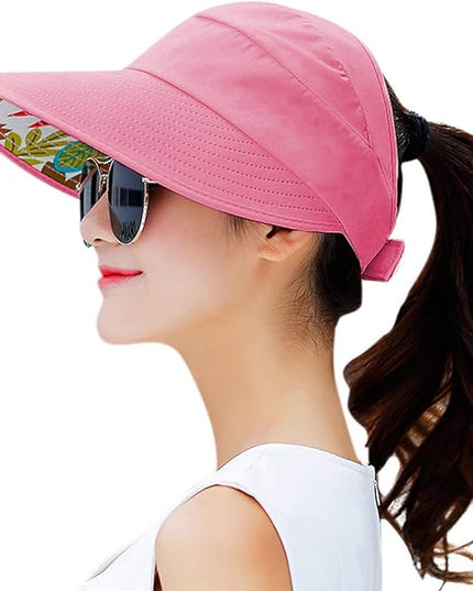 HINDAWI Sun Hats for Women Wide Brim UV Protection Sun Hat Summer Beach Packable Visor
