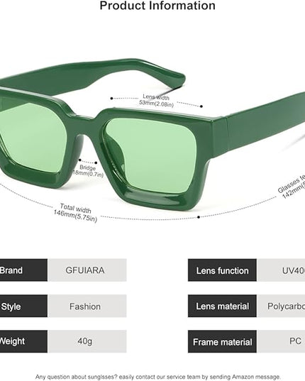 Trendy Square Sunglasses for Men Women Fashion Thick Rectangle Sun Glasses UV Protection Shades Designer Style