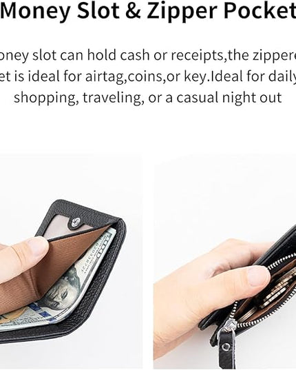 ilovever Small Wallet Women Soft Leather RFID Blocking Card Holder with Zipper Pocket Bifold wallet,Black