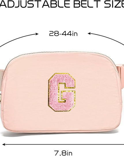 Gitus 6 7 8 9 10 Year Old Girl Gifts Belt Bag Fanny Pack Crossbody Bags with Initial Letter Patch Things for Teen Girls Easter Gifts for Girls Travel Essentials（Coral Pink-G）