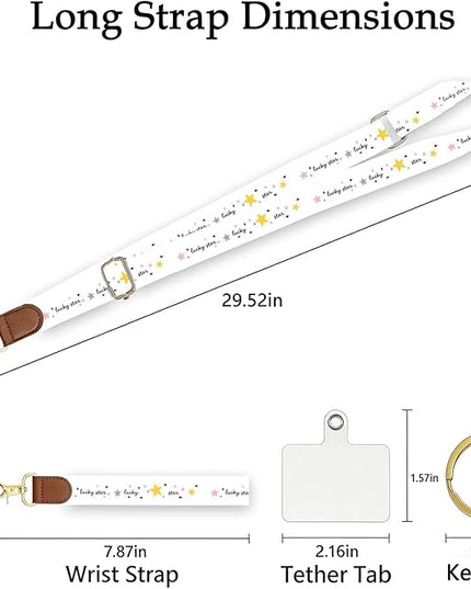 Phone Lanyard Crossbody with Wrist Strap, Lucky Star Adjustable Neck & Wrist Strap for Keys, ID Badges, Phone Case Accessories