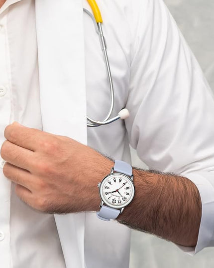 GOLDEN HOUR Waterproof Nurse Watch for Medical Professionals, Students Women Men - Military Time Luminouse Easy Read Dial, 24 Hour with Second Hand, Colorful Silicone Band