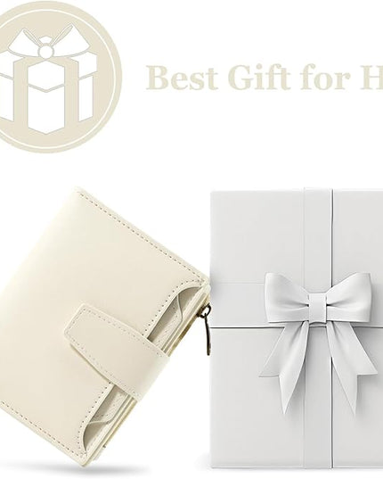 Airkit Small Wallet Women RFID Blocking Soft Leather Bifold Compact Card Holder Wallet for Women with Zipper Coin Pocket 4 ID Window