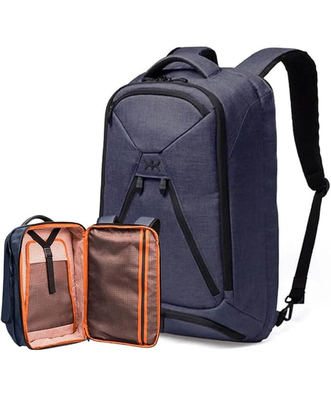 Knack Series 1 Laptop Backpack Fits up to 15 Inch - Knack Bags Carry-On Backpack, TSA Approved, Expandable Travel Backpacks With 3 Day Outfit Capacity (Dark Blue, Medium)