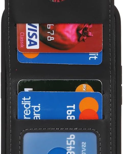 for iPhone 15 Wallet Case with Card Holder, for iPhone 15 Case Wallet with Strap Credit Card Slot, Crossbody Bag with Zipper Case for iPhone15 - Black