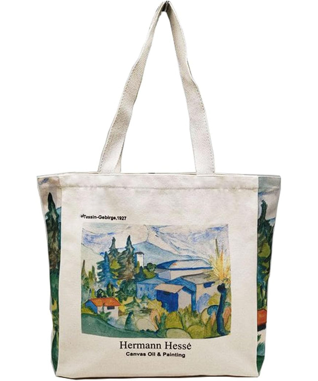 BROADREAM Aesthetic Canvas Tote Bag for Women, Vintage Reusable Book Tote Bag with Inner Zipper Pocket