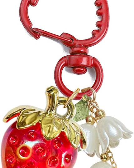 Agromusk Cute Strawberry Keychain,Bag Charms,Kawaii Heart Flower Daisy Key chains Accessories Decor for Girls Purse Gift