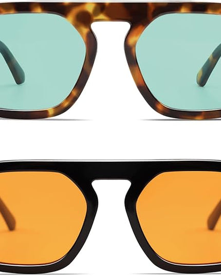 VANLINKER Oversized Retro Square Aviator Sunglasses for Women Men 70s Vintage Style Trendy Big Flat Top Sun Glasses VL9826