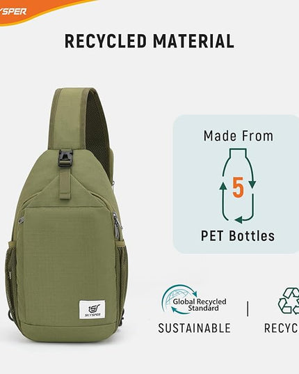 SKYSPER Sling Bag RFID Cross Body Bag Recycled Crossbody Backpack Travel Daypack