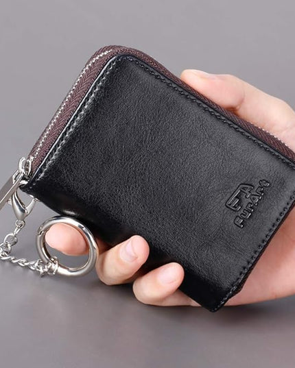 FurArt Zipper Wallet Women, RFID Blocking Credit Card Wallet, Business Card Holder, Compact Size KeyChain Wallet