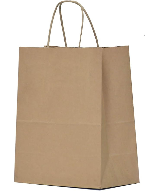 Qutuus Paper Bag with Handles, 400 Pcs 10x5x13 Inch Brown, Recycled Paper Gift Bags, Shopping Bags, Bulk, Eco-Friendly