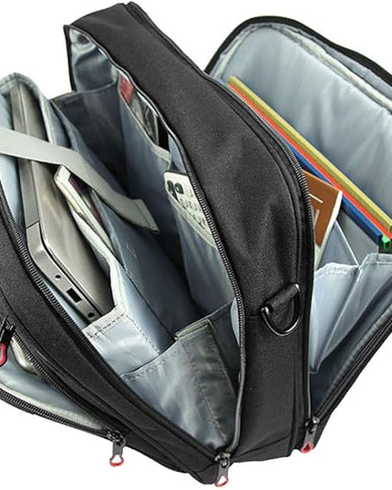 KROSER Laptop Bag 15.6 Inch Briefcase Messenger Bag Water Repellent Computer Case Shoulder Bag Durable Tablet Sleeve with RFID Pockets for Business/College/Women/Men - Black/Red
