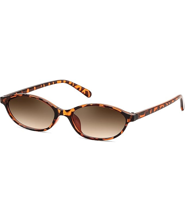 FEISEDY Retro Oval Cat Eye Sunglasses for Women 90s Narrow Lightweight Shades Y2k Trendy Sunnies B0257