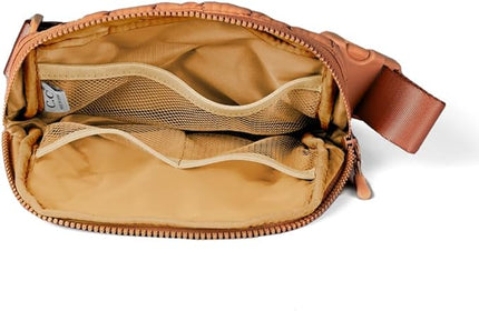 C.C Quilted Puffer Fanny Pack For Women Unisex - Daily Waist Crossbody Belt bag With Adjustable Strap (Rust)