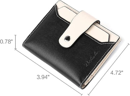 BOSTANTEN Women Leather Wallet RFID Blocking Small Bifold Zipper Pocket Wallet Card Case Purse with ID Window