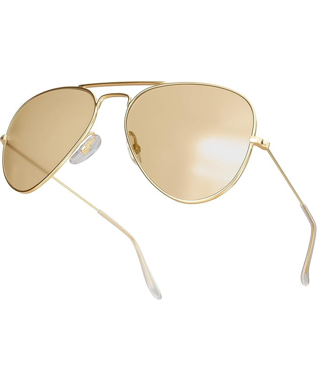 livho Sunglasses for Men Women Aviator Polarized Metal Mirror UV 400 Lens Protection