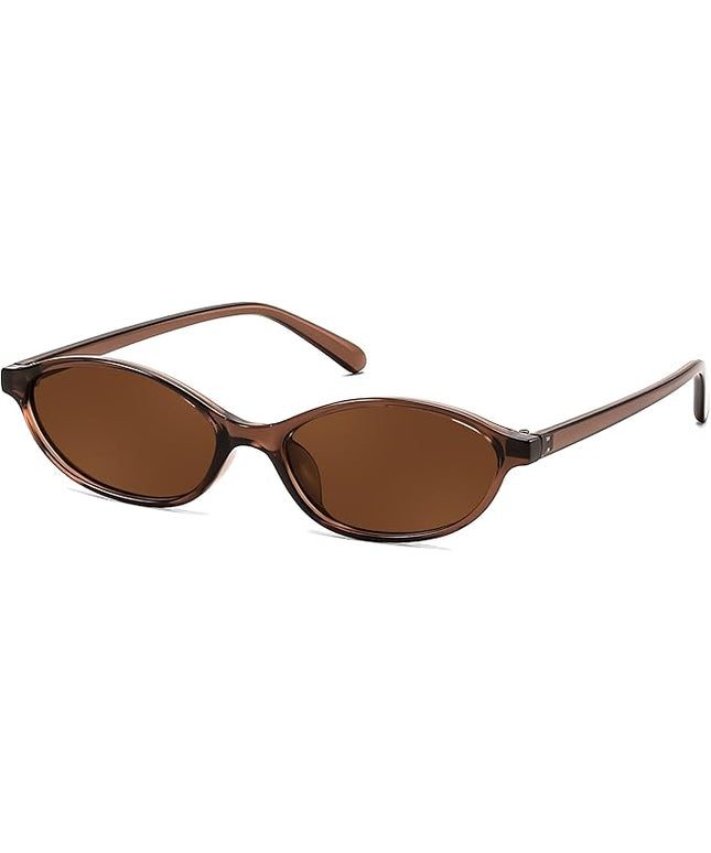 FEISEDY Retro Oval Cat Eye Sunglasses for Women 90s Narrow Lightweight Shades Y2k Trendy Sunnies B0257