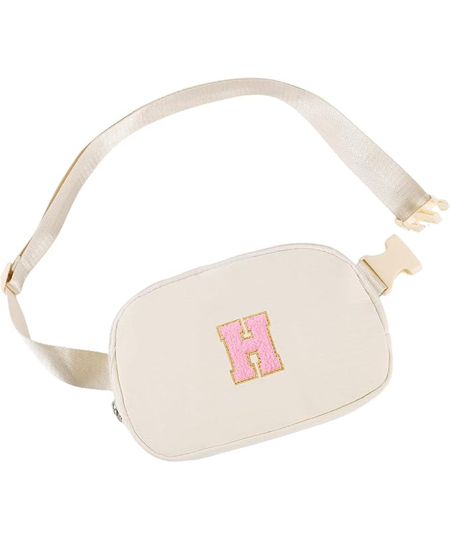 Glratn Initial Letter Fanny Pack for Girls,Patch Belt Bag,Toddler Crossbody Bags，Gifts for 3 4 5 6 7 8 9 10 11 37 Year Old Teens Kids,Christmas Graduation Gifts for Teen Girls ，(Beige-H)