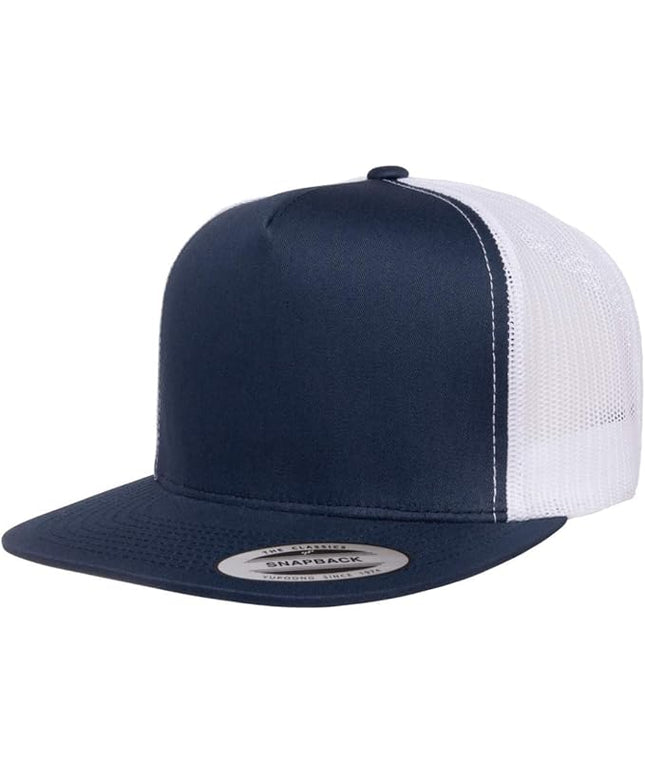 Yupoong 5-Panel YP Classic Trucker Cap | High Profile Flat Visor Snapback | OSFM | Bulk Packs Available