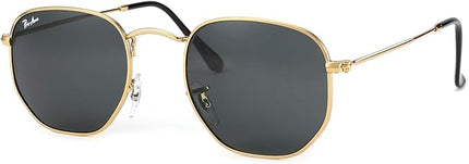 Pro Acme Small Square Sunglasses for Women Men 100% Real Glass Lens Hexagonal Frame