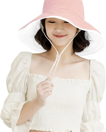 HUAMULAN Women Summer Sun Hat Wide Brim Wired Edge Floral Beach Bucket Hats Reversible Foldable Travel UV Protection Lady Hat