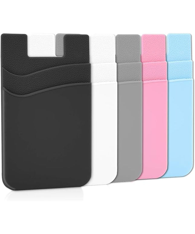 Senose Phone Wallet, Card Holder for Back of Phone Stick on Cellphone Cases Great Storage Compatible for iPhone/Android/Samsung Galaxy Pack of 5
