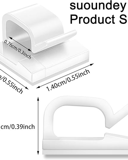 200 Pcs Cable Clips, Adhesive Cable Organizer Cord Holder Wire Clip Wire Management Self Adhesive Hooks Wire Holder for Office, Home(White, 200PCS)