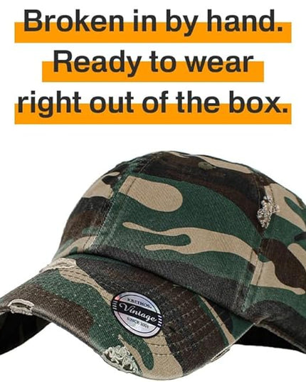 KBETHOS Vintage Washed Distressed Cotton Dad Hat Baseball Cap Adjustable Polo Trucker Unisex Style Headwear