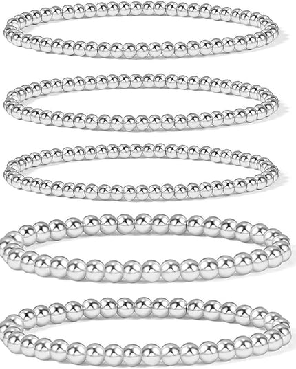 Elegance 11 designs 14K Gold Plated Bead Ball Bracelet Stretchable Elastic Gold Beaded Bracelets for Women