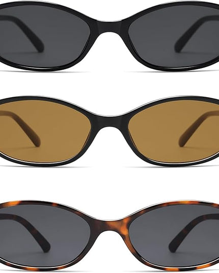 Retro Oval Cat Eye Sunglasses for Women Y2k Trendy Narrow Sunnies Designer Sun Glasses AR82253