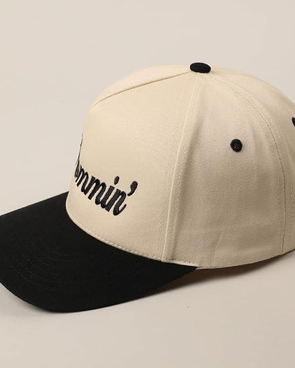 MIRMARU Two-Tone Vintage Canvas Trucker Hats for Men & Women, Adjustable Size Baseball Caps with Trendy Embroidered Design